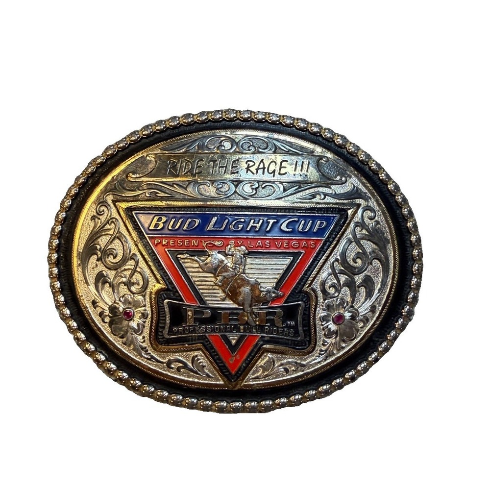 PBR PROFESSIONAL BULL RIDERS BELT BUCKLE Bud Light Montana Silversmiths